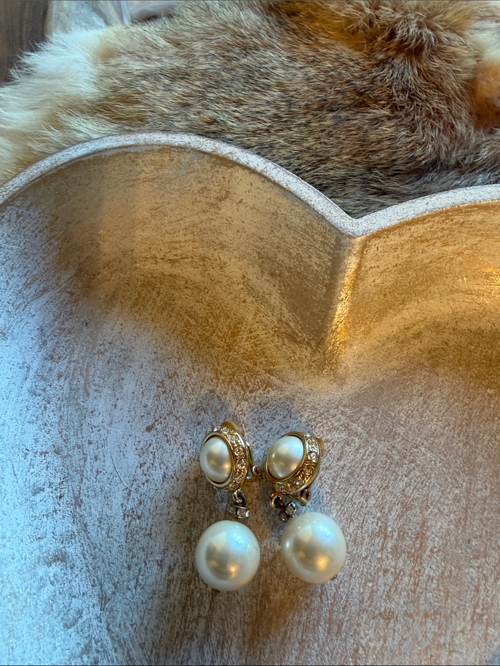 Joan Rivers Gold and White Faux Pearl Drop Earrings